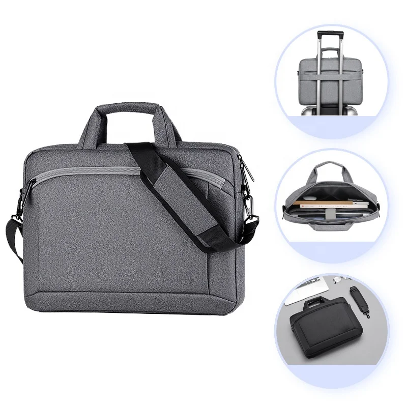 Professional Laptop Bag, Slim Briefcase with Padded Shoulder Strap and Handles