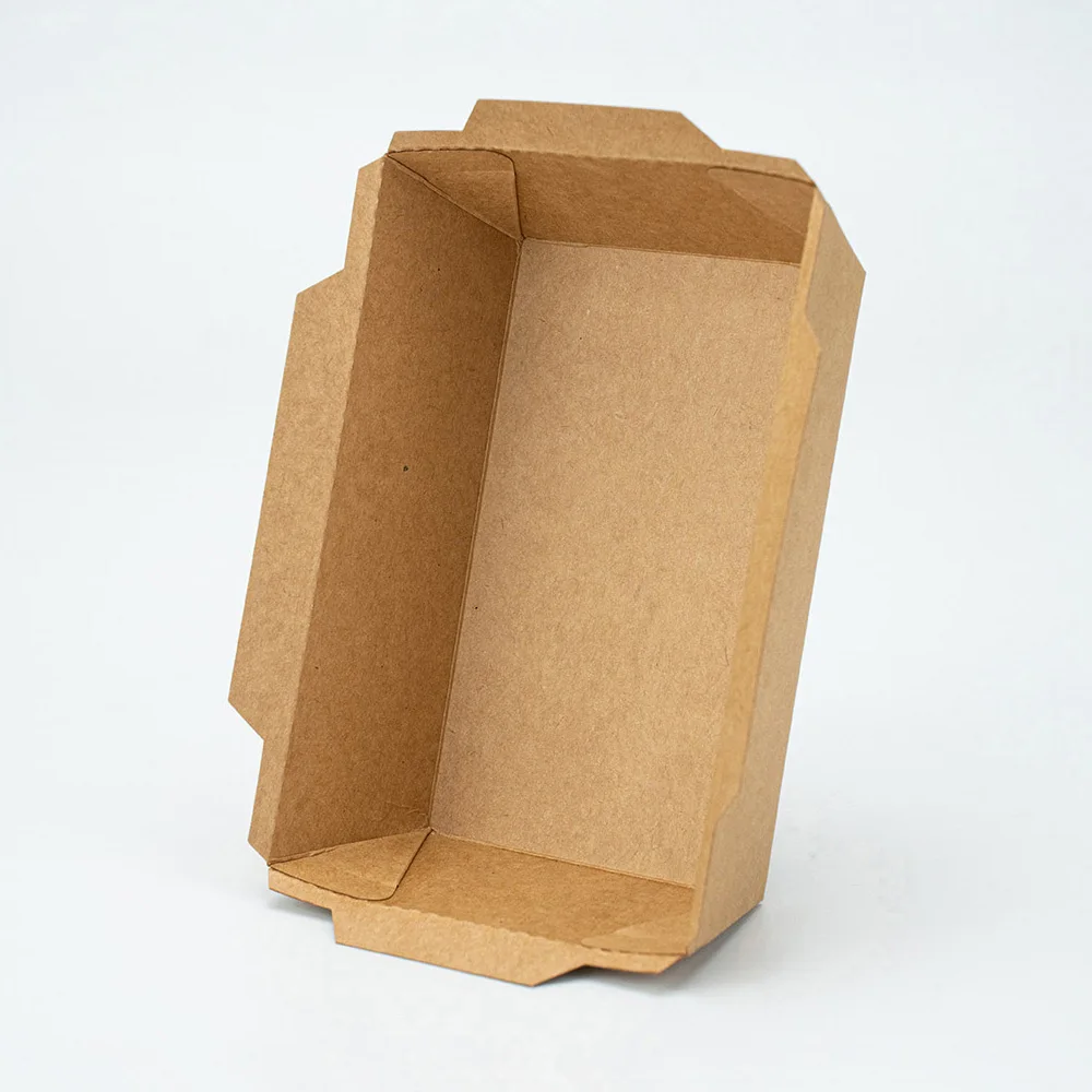 600ml Kraft Paper Lunch Boxes Take Out Food Containers Microwaveable Leak Resistant Food Containers Recyclable Kraft Paper Boxes