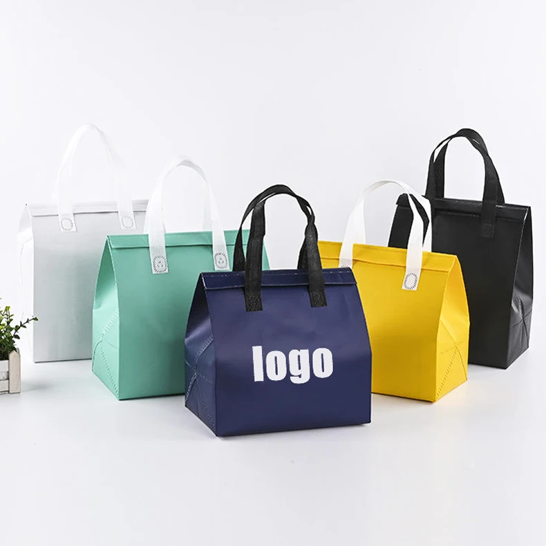 Free Sample Custom Logo Size Non Woven Aluminum Foil Insulated Lunch Box Picnic Tote Grocery Thermal Shopping Cooler Bag