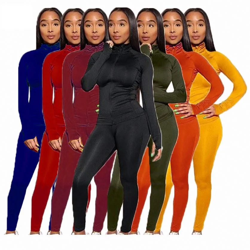 Good Quality Solid Color Casual Track Suit Two Piece Set Women Clothing Womens Two Piece Set Winter 2 Piece Sets For Women