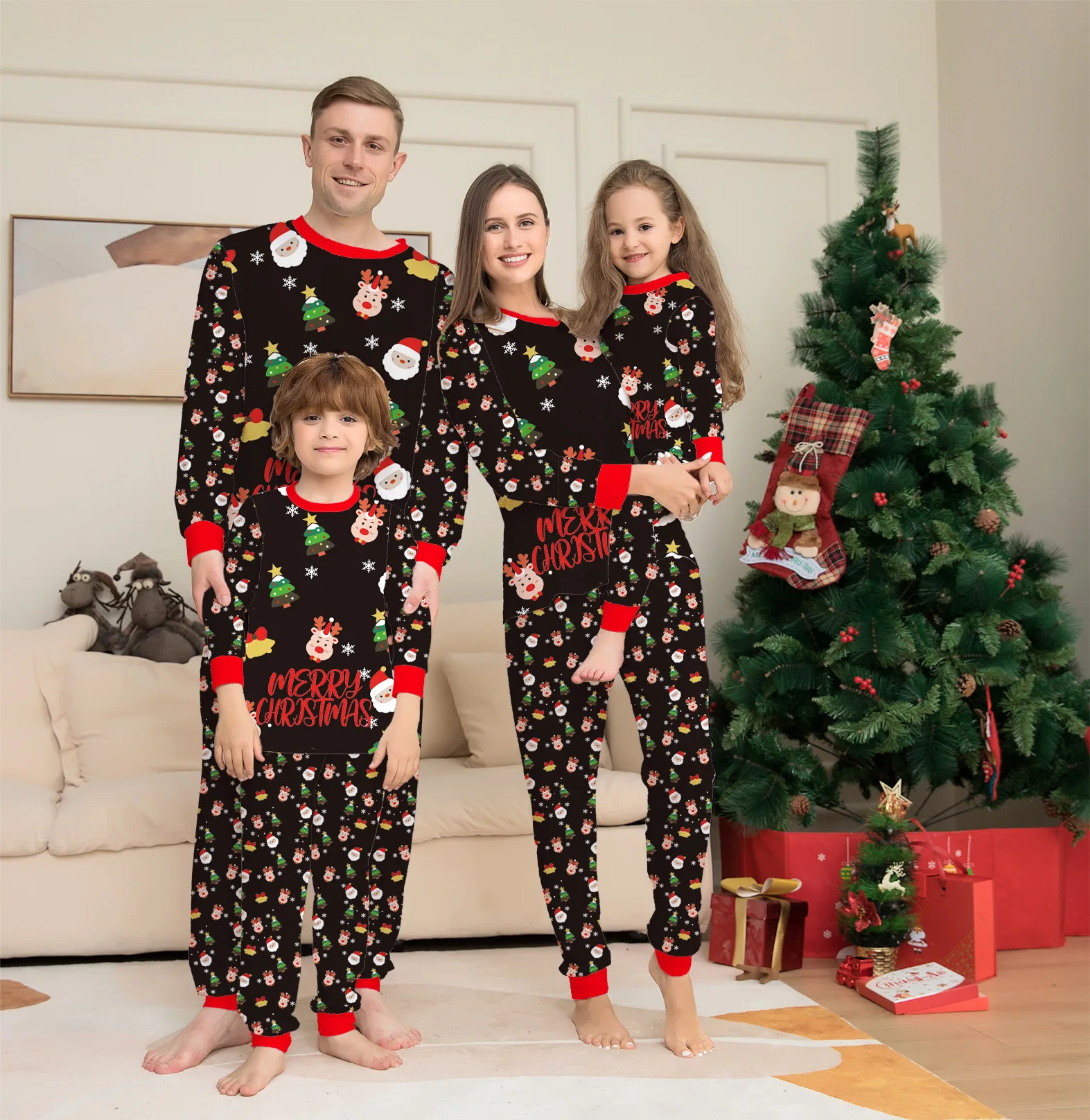 Christmas Winter Warm Soft Pyjamas Cartoon Sets Matching Christmas Pajamas for Family Pajamas Sets family matching outfits