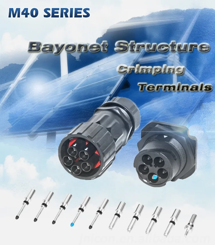 Jnicon M40 bayonent 5Pin Waterproof Circular Connector With Crimping Terminals