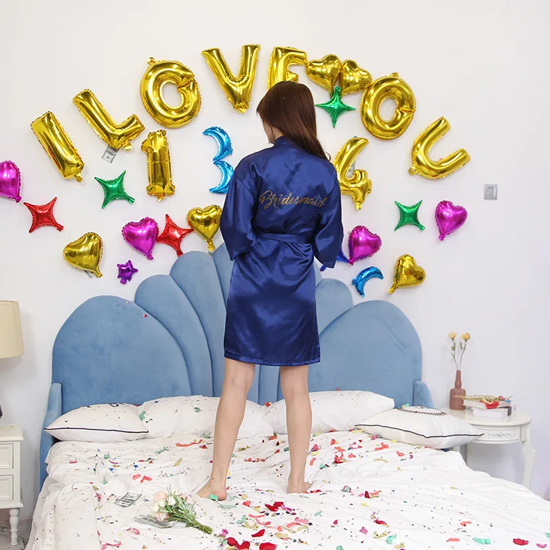 2020 Cheap Solid Color Silk Wedding Dress Bridesmaid Bridal Robes Kimono Robe Bridesmaids Gifts Sets Manufacturer