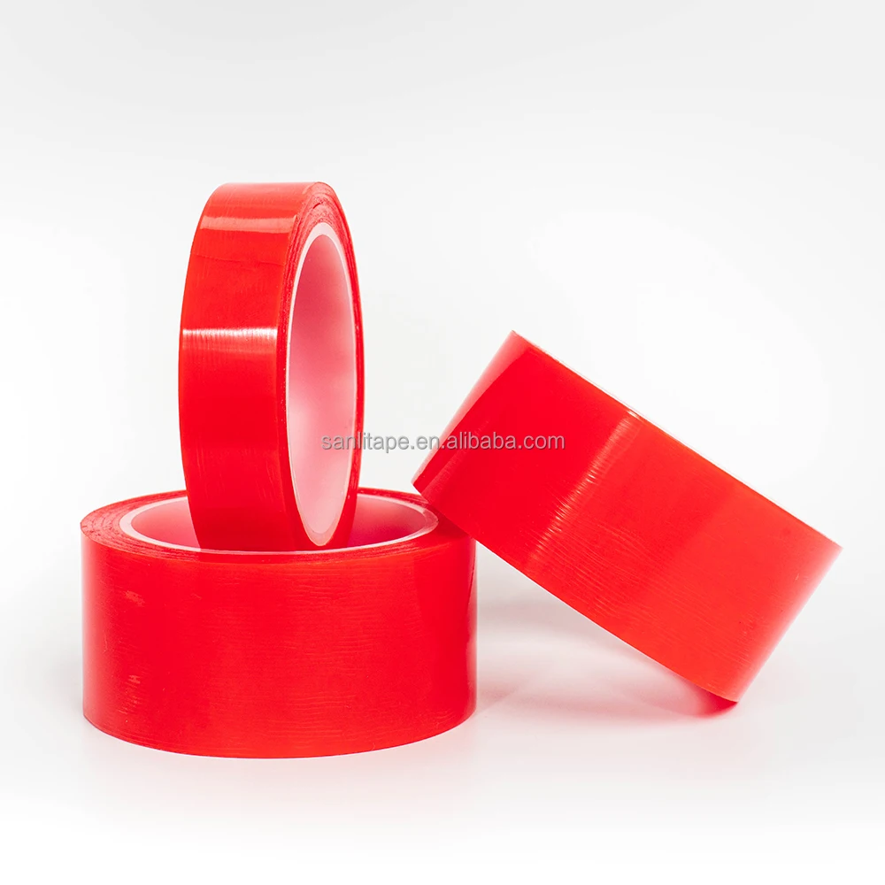 Manufacturer Wholesale Acrylic Glue Double Sided Adhesive PET Polyester Tape Red Film Liner