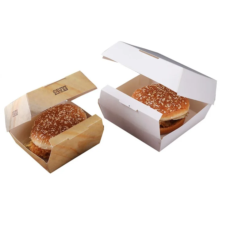 Direct Sales Custom Portuguese Style Clamshell-Type Hamburger Burger Box Packaging For Takeaway