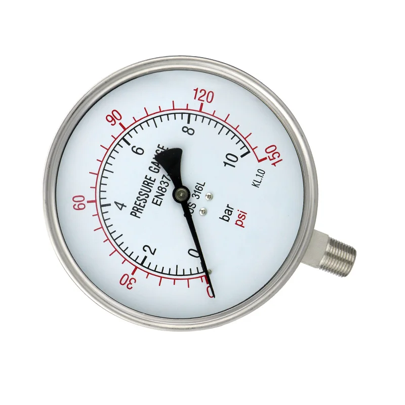 Cheap Price Precise Manometer Pressure Meter Bar/Psi Double Scale Stainless Steel High Pressure Gas Meter Gauge