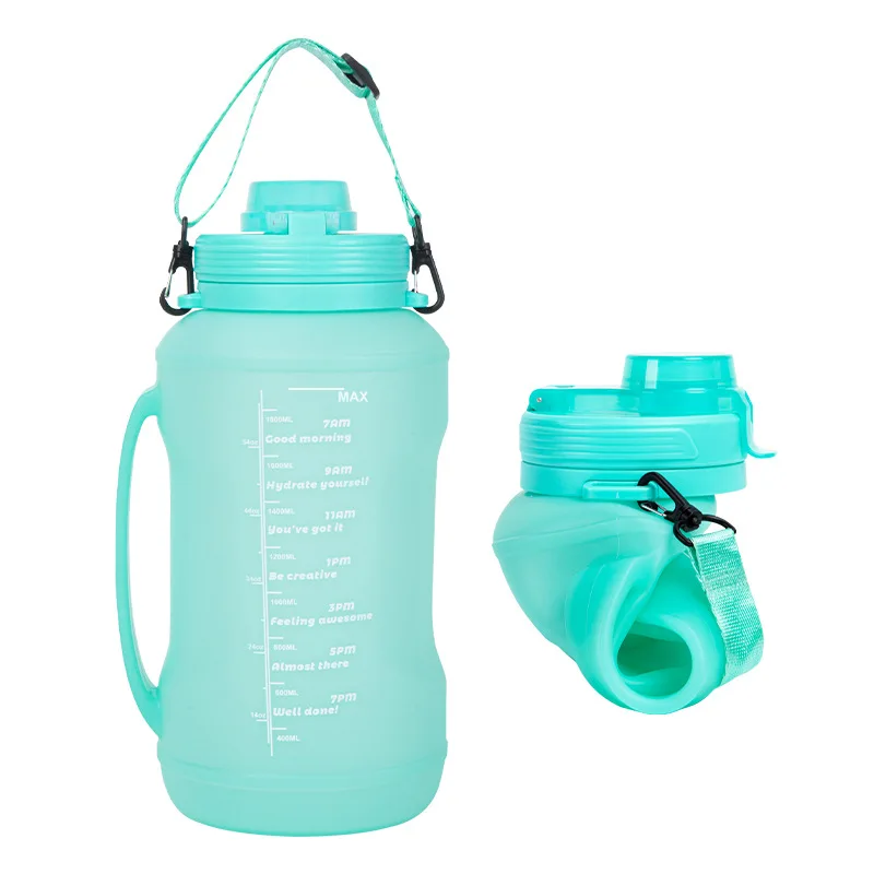 Gint Collapsible 2L Foldable Water Bottles With Straw BPA Free Large Reusable Silicone Water Bottle with Handle Leak Proof