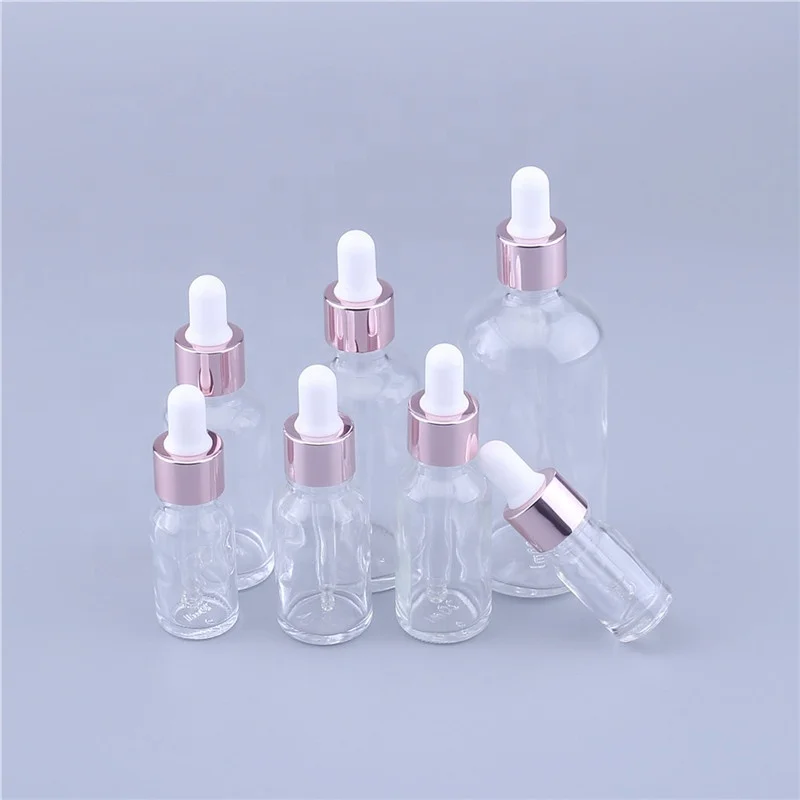 Skin Care Packaging Essential Oil Glass Dropper Bottle Serum Bottles With rose Lid for Liquor 5ML 10ML 15ML 20ML 30ML 50ML 100ML