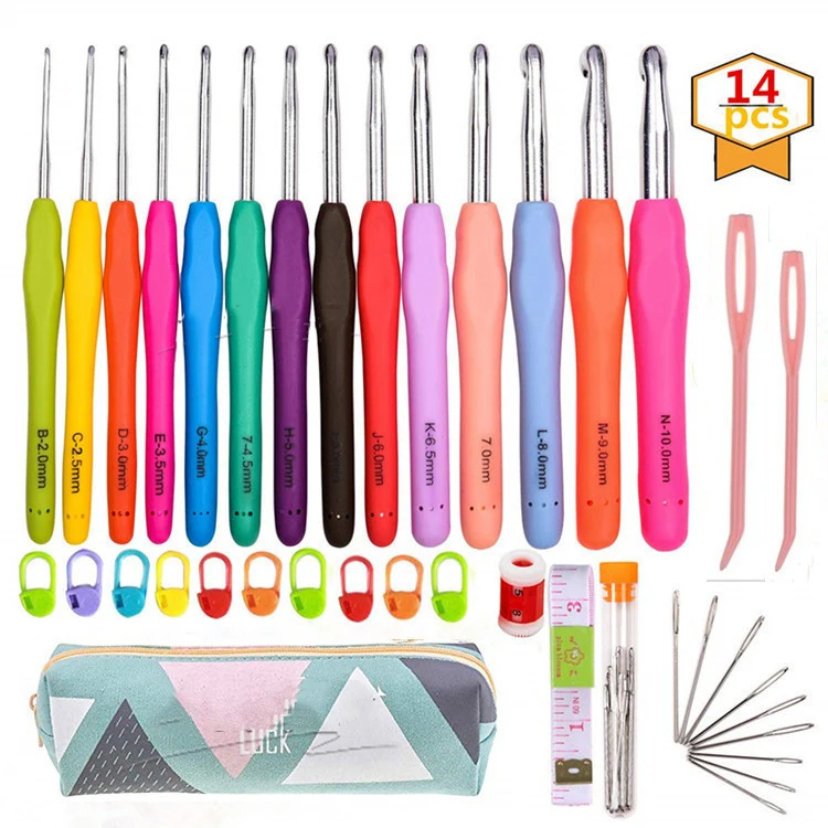 14 Pcs Crochet Hook Ergonomic Crochet Needles Hooks Set With Case Hooks For Crocheting For Knitter Enthusiasts Dropshipping