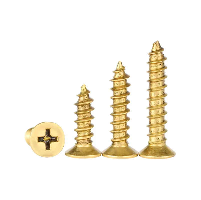 Wholesale brass exterior gold countersunk head self-tapping furniture wood screws