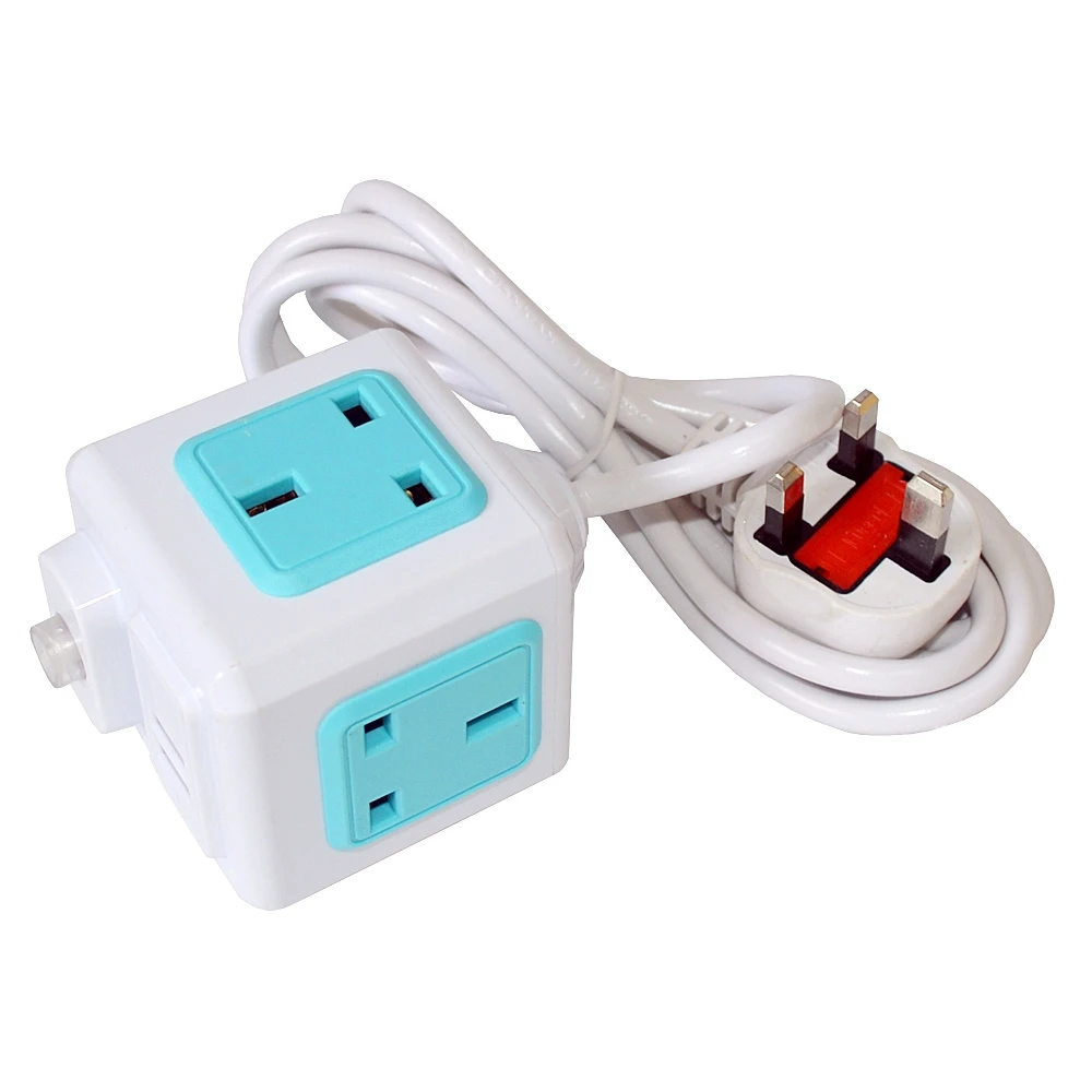 New Design Magic Cube UK Plug 4 Way USB Power Lead Strip Electrical Extension Cable Socket with Master Switch