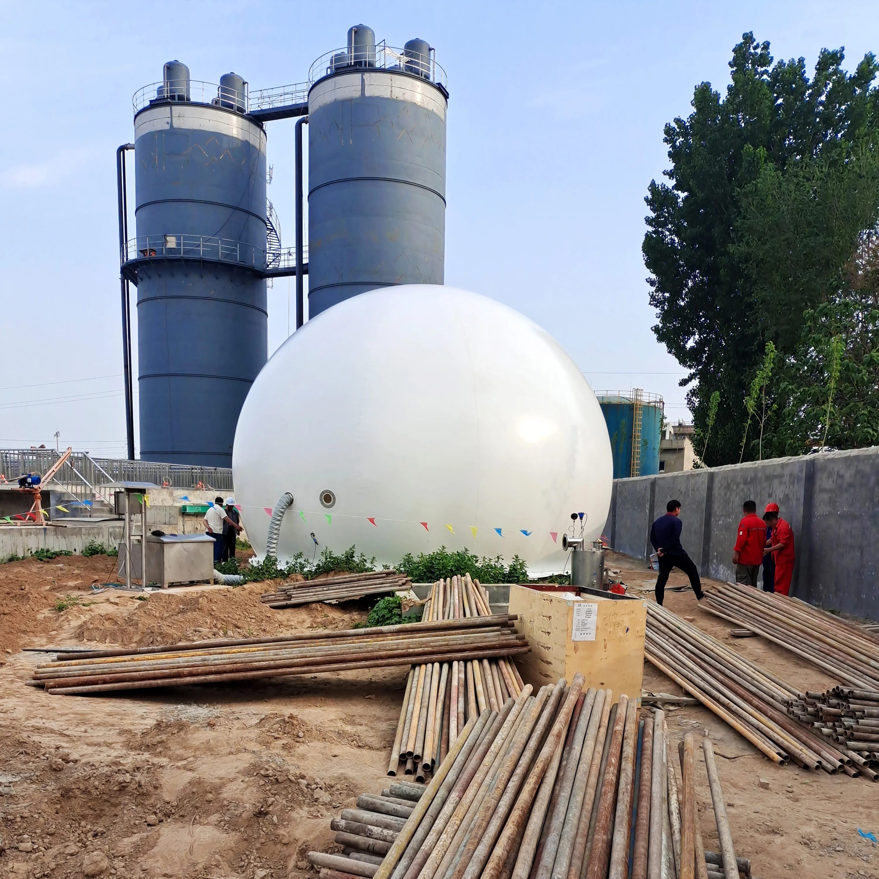 2024 Biogas anaerobic fermentation tank with double membrane gas holder for CHP biogas plant