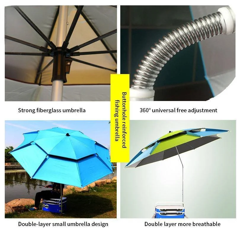 2024 Summer New 3 Fold Portable Small Sun Protection Camping Patio Umbrella Outdoor Fishing Adjustable Beach Umbrella