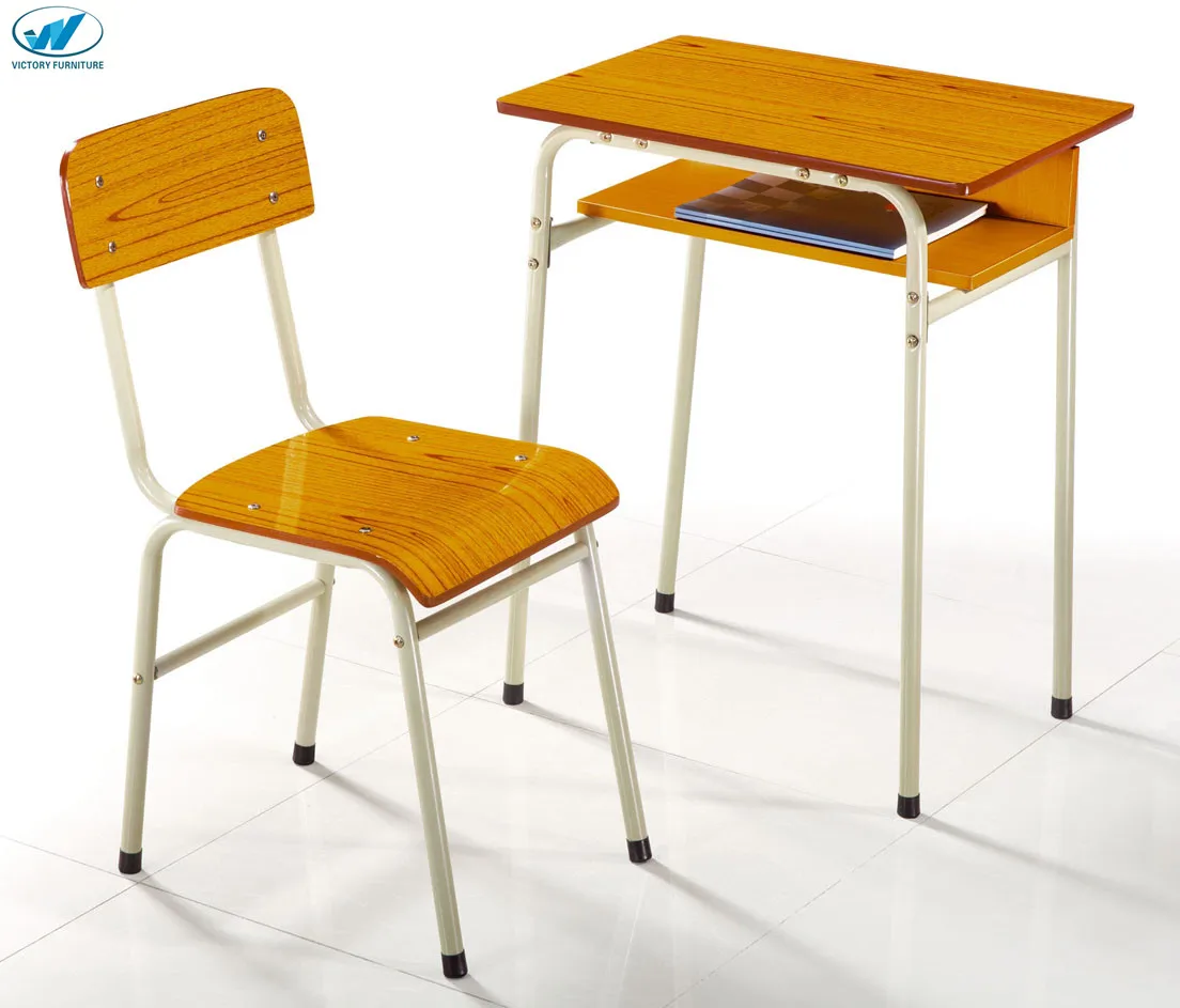 School classroom furniture kids metal plywood  table and chair set student cheap children  single seat