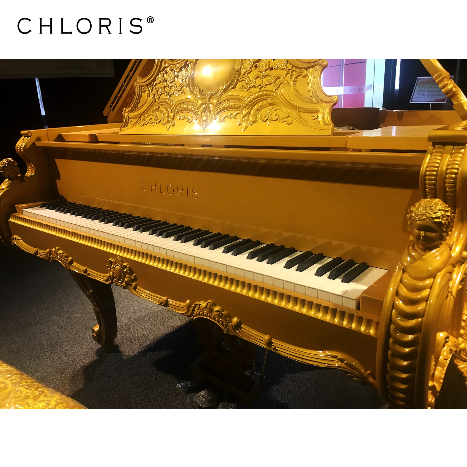 88 Keys piano 168 Luxury Home Furniture Custom Bespoke Gold Piano Grand for Sale Hg-G6