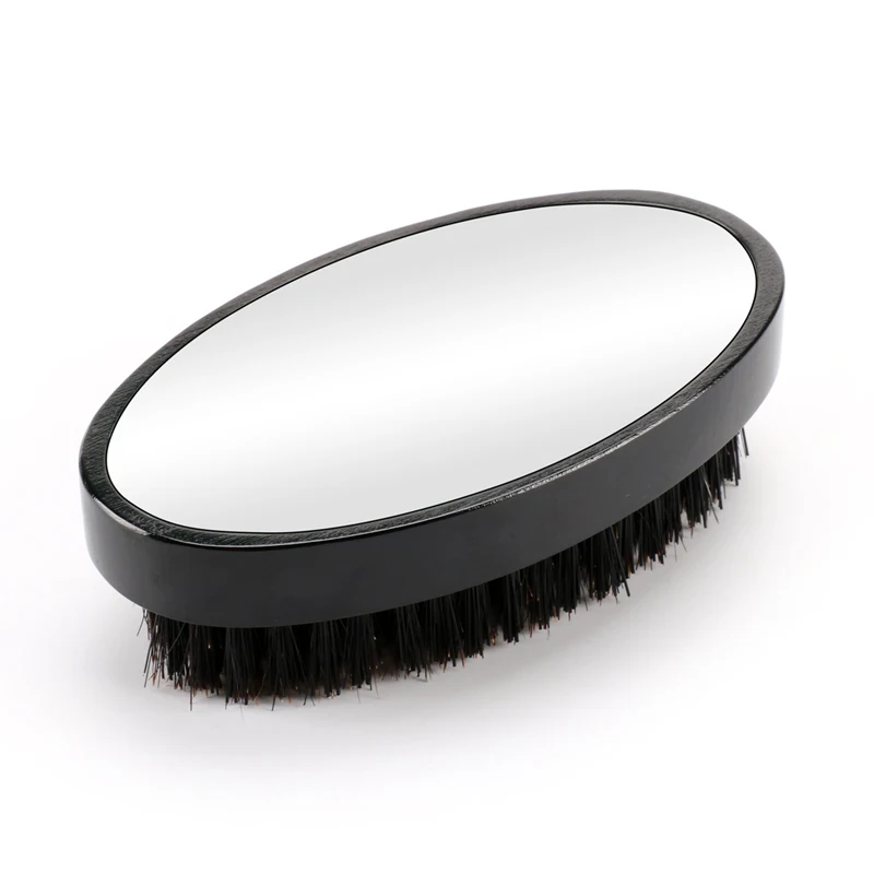Abeis Wholesale OEM Beard Brushes Men Soft or Medium Hard Boar Bristle Wood Beard Brush With Mirror