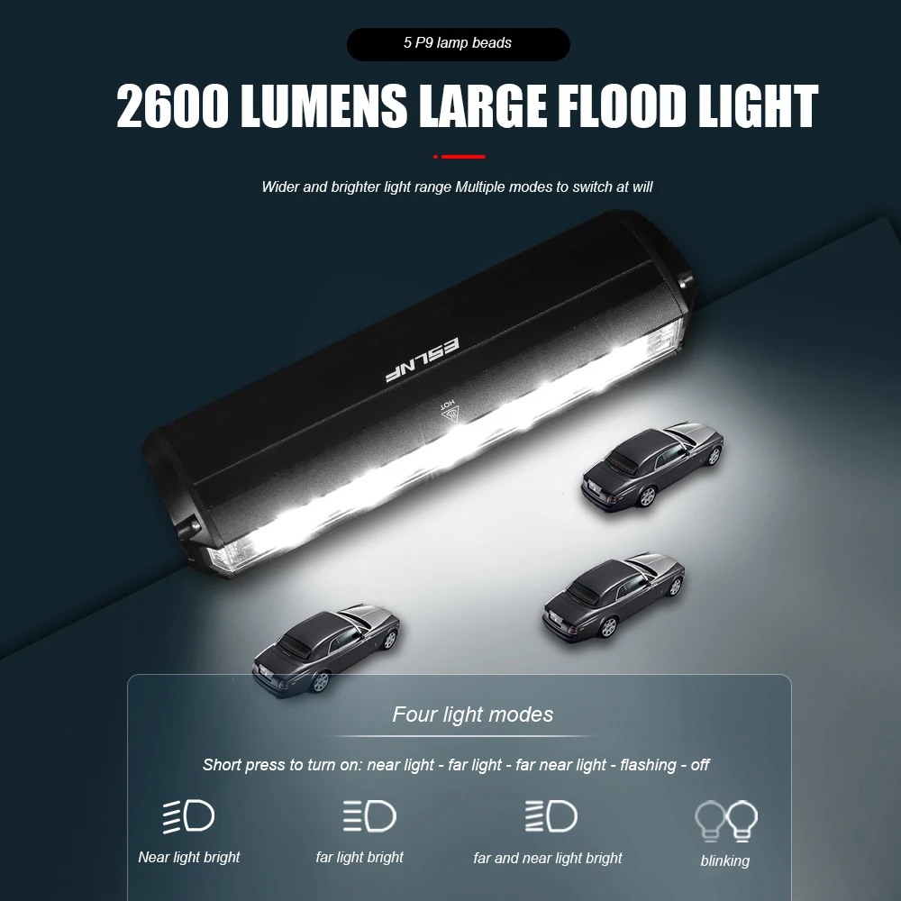 Bike Front Light USB rechargeability Aluminum Headlight 2600 Lumens High Bright Night Riding Outdoor Cycling Lights Equipment