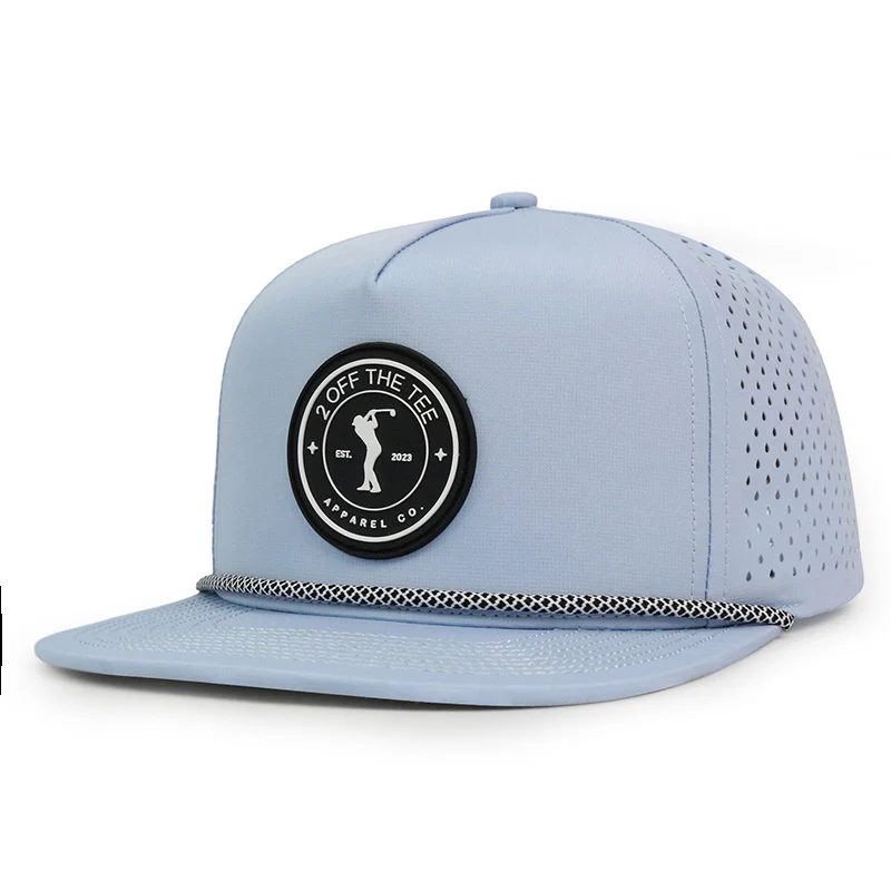 HS16 men custom pvc rubber patch logo cap veracap plain blank waterproof hat laser cut hole rope hat snapback caps