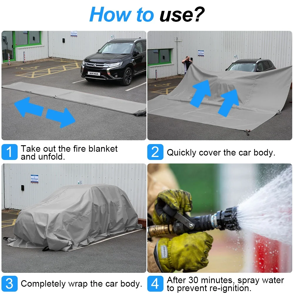 EV fire blankets 6*8M car Fire blanket 19.8*26Ft For professional firefighters