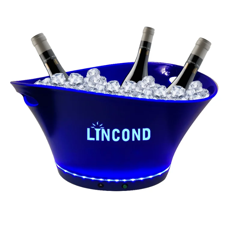 Новая форма, логотип на заказ, 4 бутылки для вина, светодиодный охладитель для льда с ручкой, акриловый светодиодный пластиковый охладитель для льда