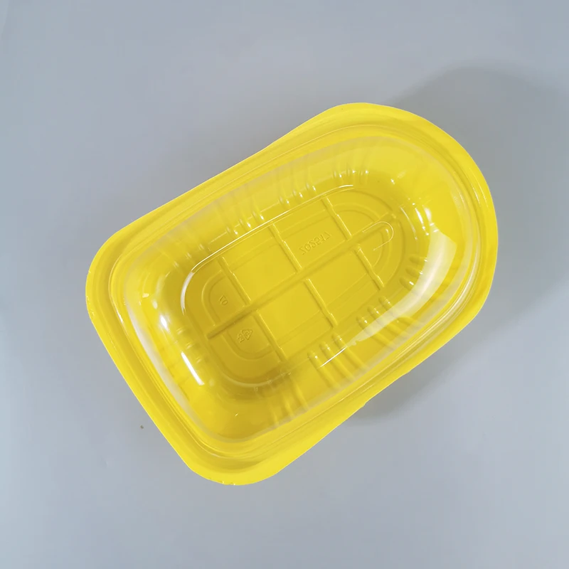 Customizable yellow roasted chicken packaging box with lid disposable food container Thickened PP material takeout box.