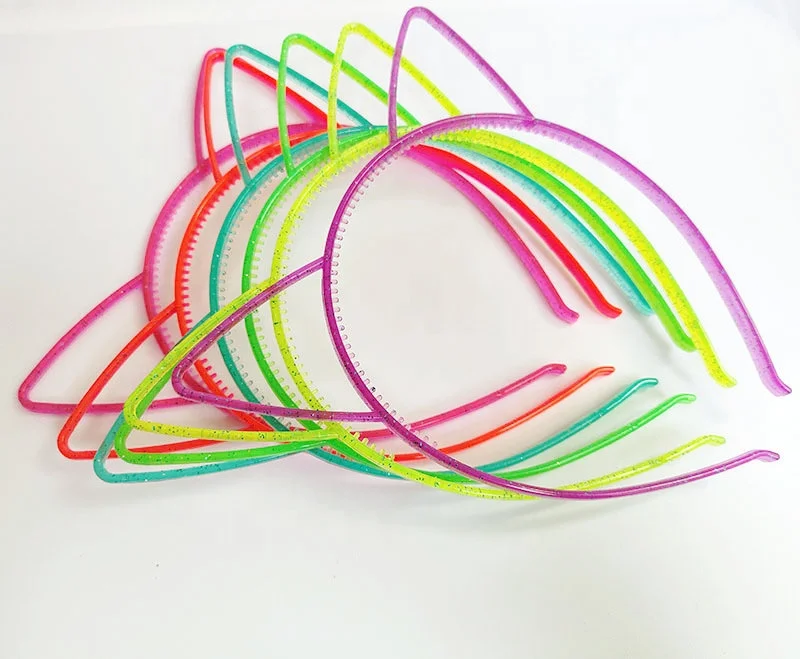 Wholesale Cheap lovely plastic cat ear glitter headband candy rabbit bling headbands for kids