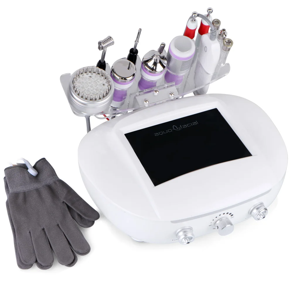 12 in 1 Multifunctional 3Mhz Ultrasonic Scrubber dermabrasion peeling positive negative ion micro current magic gloves machine