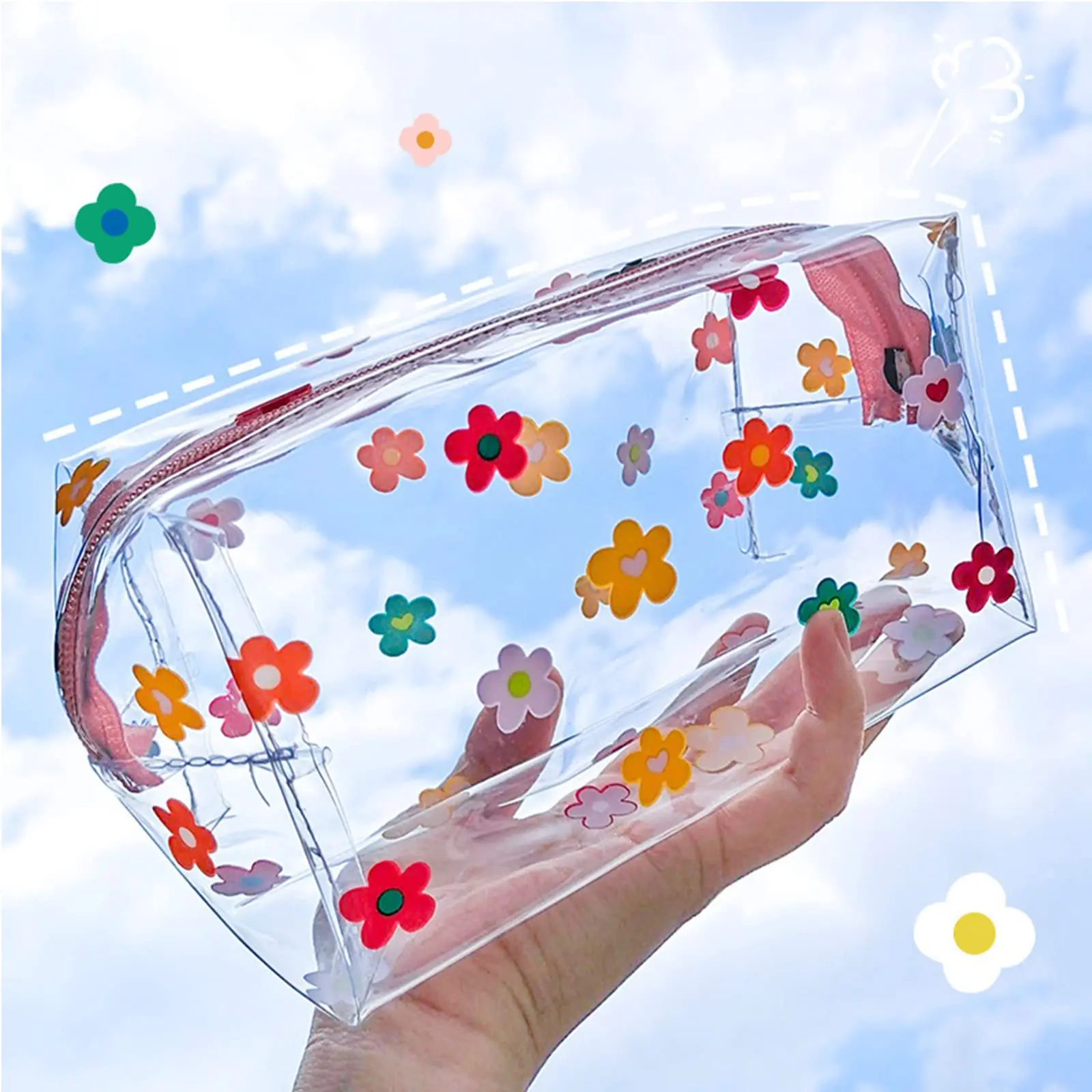 Custom Pvc Transparent Clear Zipper Lock School Stationary Stationery Pencil Pen Pouch Bag For Girls Students