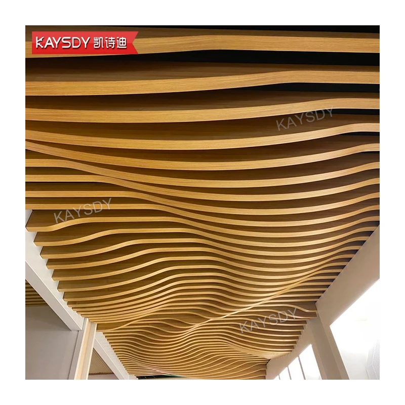 Metal Customized Arc Bending Twist Facade Cladding Used As Wall Panel In Wood Grain Color