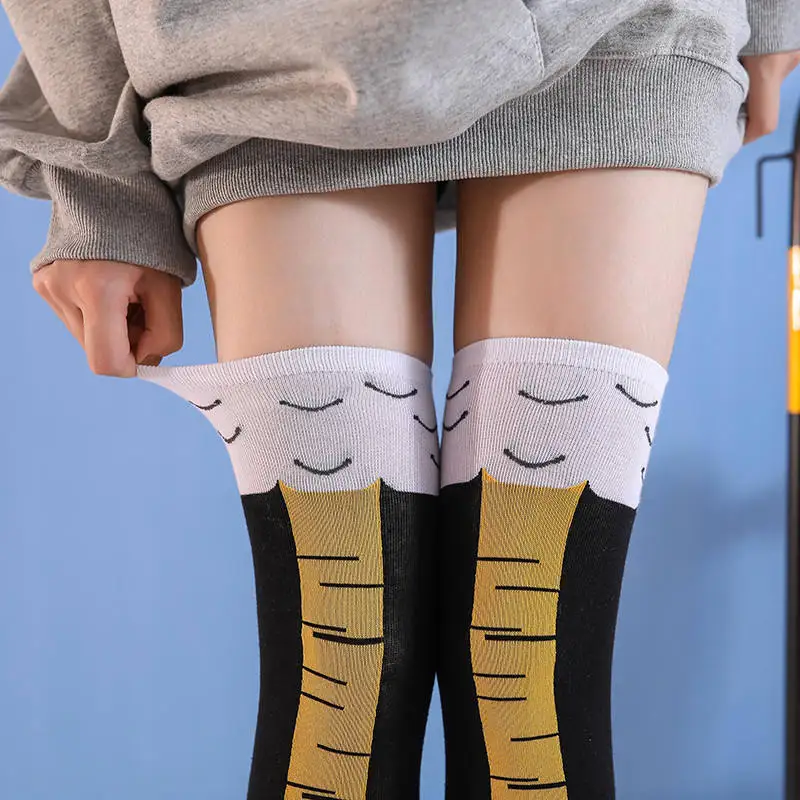 Custom design over knee novelty funny chicken feet sox Adult Chicken Legs Socks Chicken Knee Thigh High Socks Animal Paws Socks