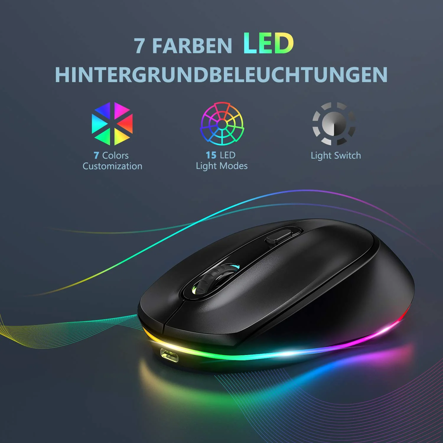 SEENDA LED Wireless Mouse with Illumination Colorful Mice for Laptop PC Mac Tablet Rechargeable RGB Mouse