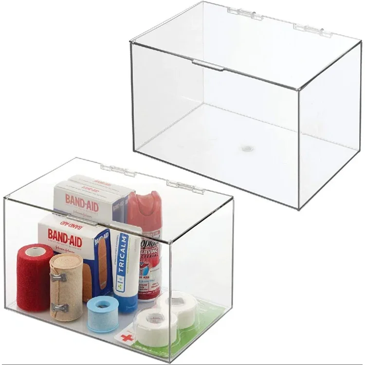 Modern Acrylic Rectangle Dispenser with Hinged Lid Laundry Room Organization Decor Storage Containers Box