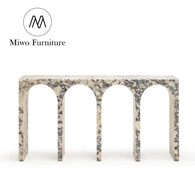 Luxury rectangle travertine Marble entrance control table living room sofa backrest modern design decor passage porch table
