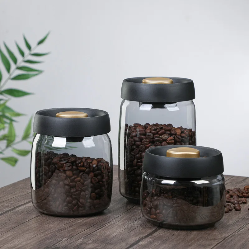 500ml/900ml/1200ml Vacuum Sealed Glass Storage Jars coffee jars glass coffee beans sealing canister storage Glass Storage Jars