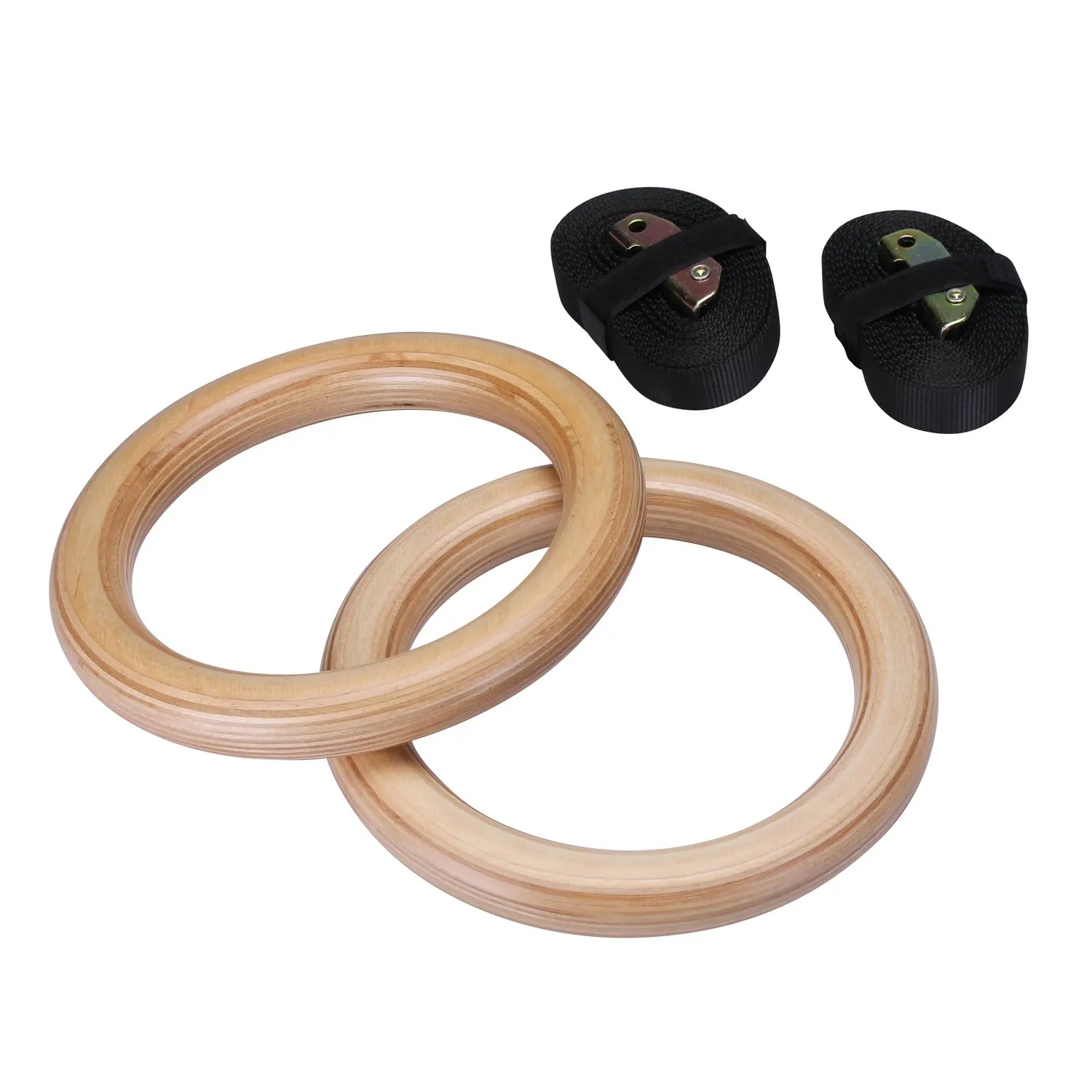 gymnastic rings wood 32mm 28mm Wooden Gym Rings with Enhanced Flexible Buckles Durable Adjustable Straps
