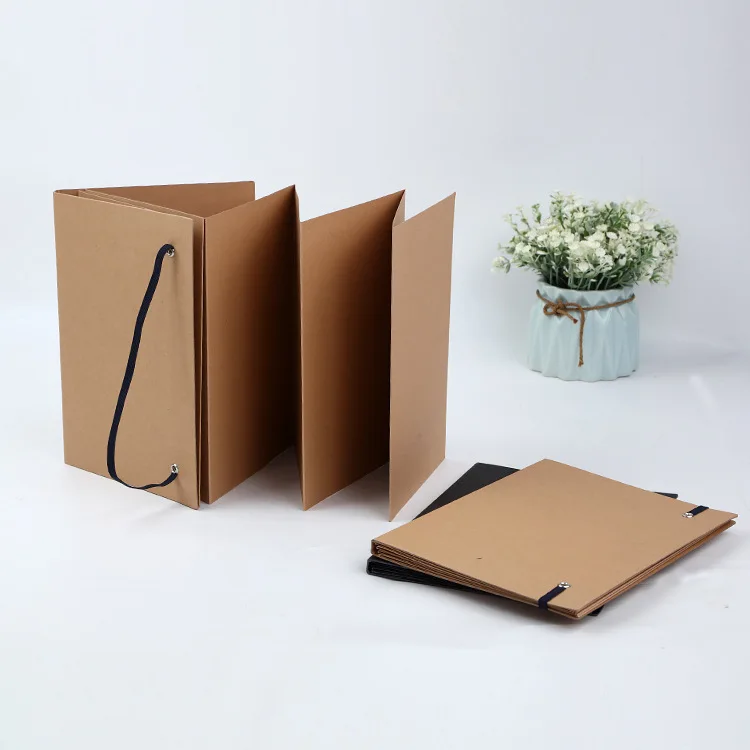 Kraft paper creative folding photo album diy accordion photo album family diy sticker photo album student souvenir hand book