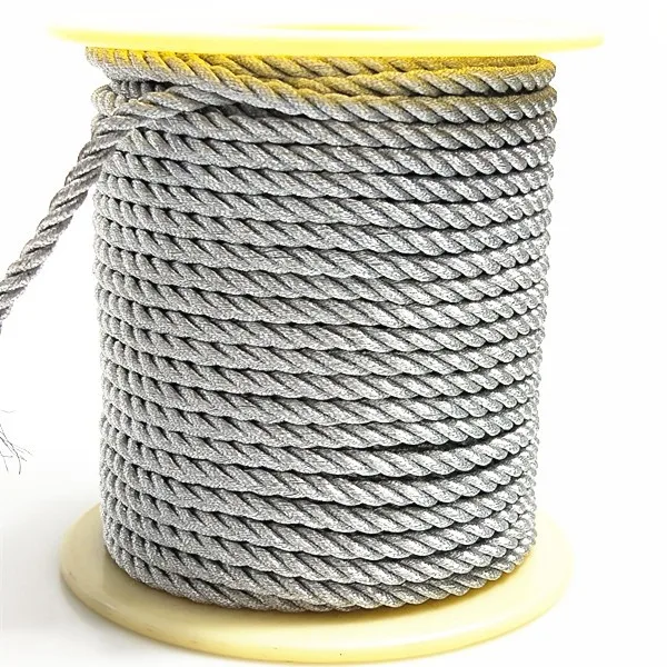 Custom 5mm 3-Strand Gold Silver Metallic Yarn Twisted Cord Curtains Accessories