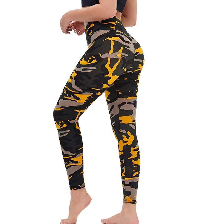 Chinese Factory black seamless camo yoga butt lift tights breathable scrunch butt booty leggings for workout running