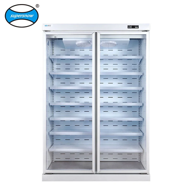 Вертикальный холодильник с вертикальным дисплеем, холодильник с двойной стеклянной дверью