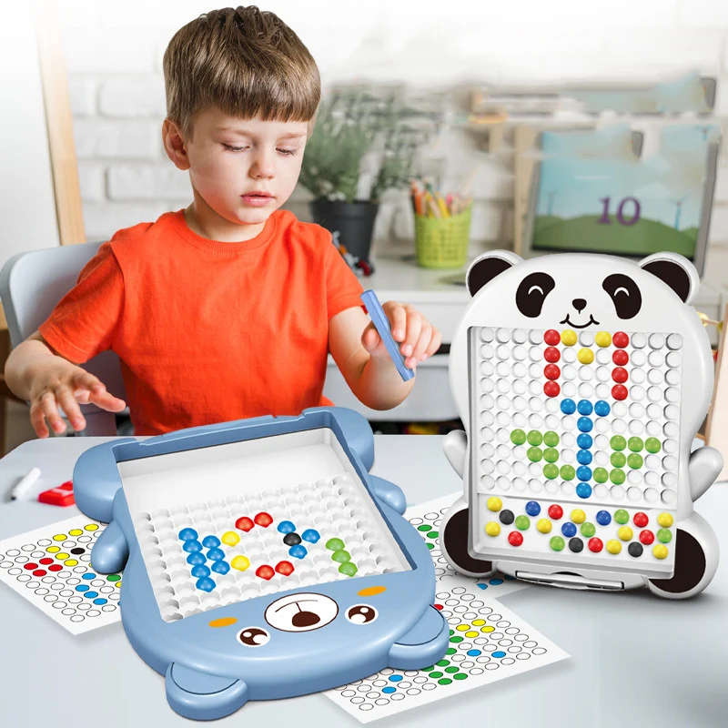 Magnetic Fidget Kids Toy Learning Puzzle Educational Magnetic Tablet Colorful Beads Drawing Board Magpad Dots/Magnetic Tiles