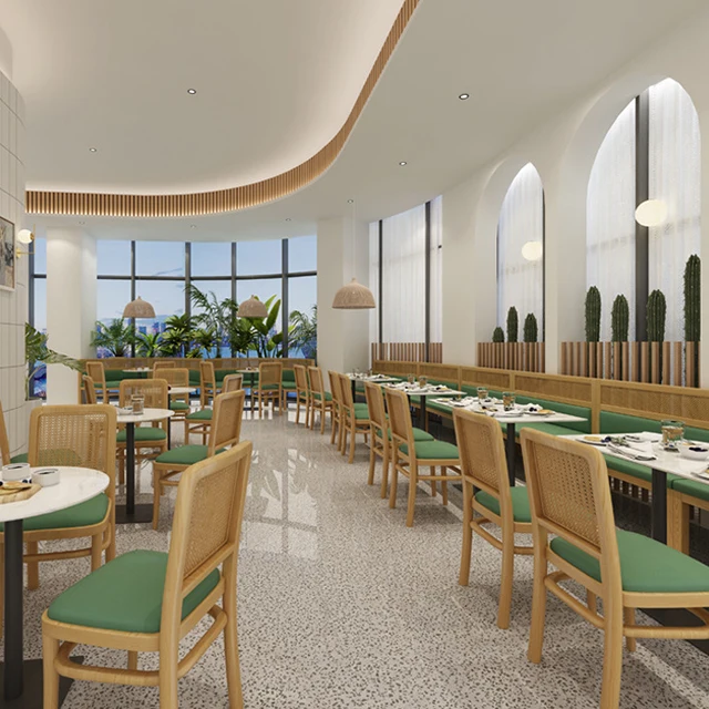 Luxury sushi shop furniture supplier green color booth seating fast food restaurant