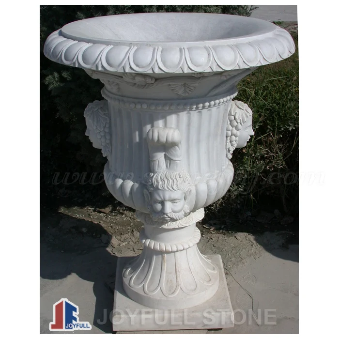 
White Marble Carved Modern Planter pots for outdoor 