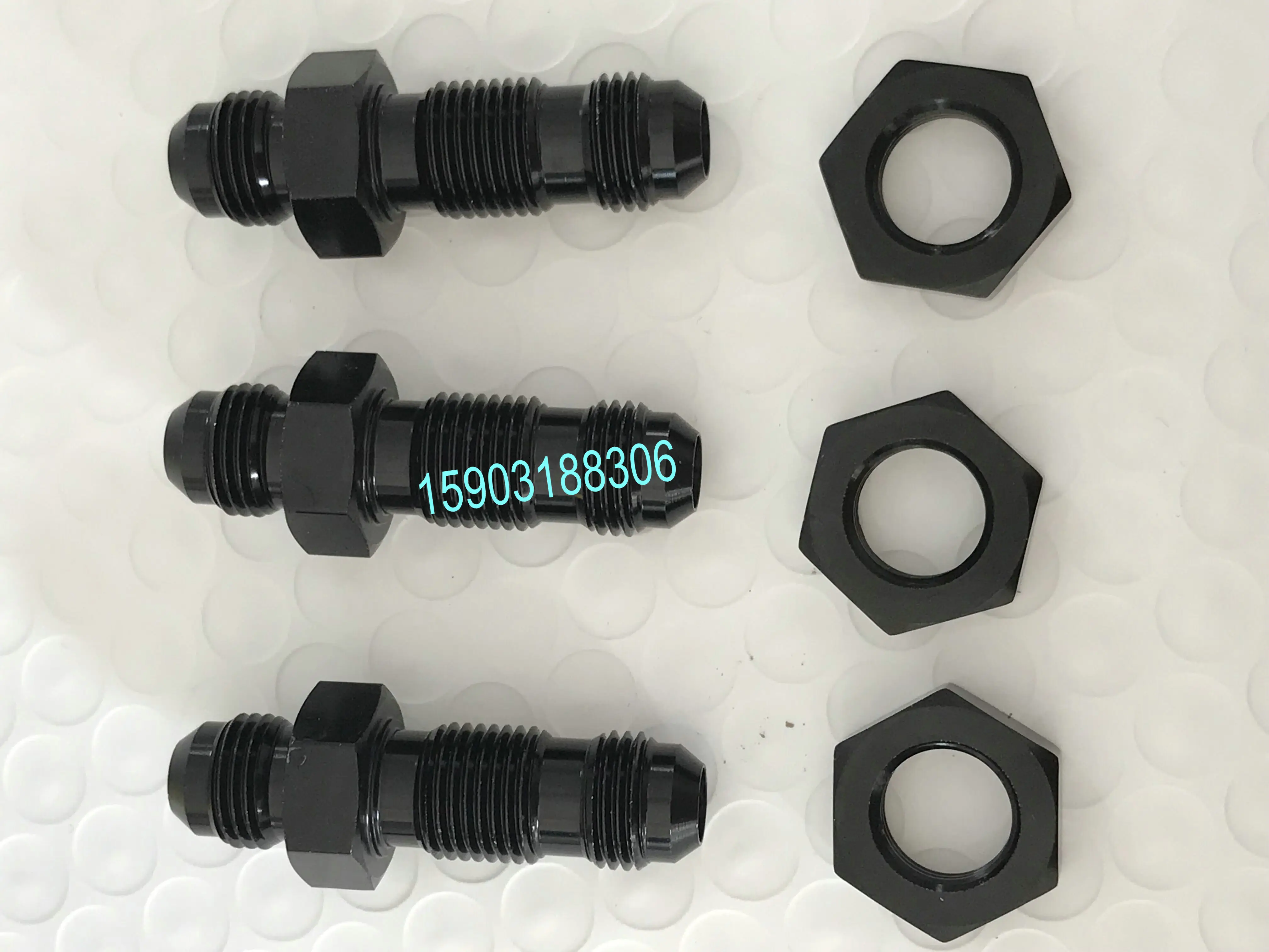 
-AN3-AN16 Anoized Aluminum Straight Male Thread Flare Bulkhead Finish Fitting With Bulkhead Nut Hose Ends 