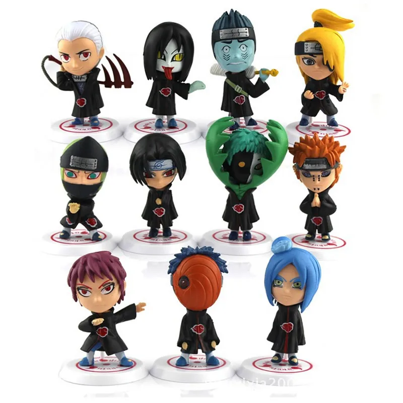11Pcs/Set 6cm/2.4inch Anime Characters Cute Display Models Cake Toppers Narutos PVC Action Figures Mini Figurines Toys for Kids