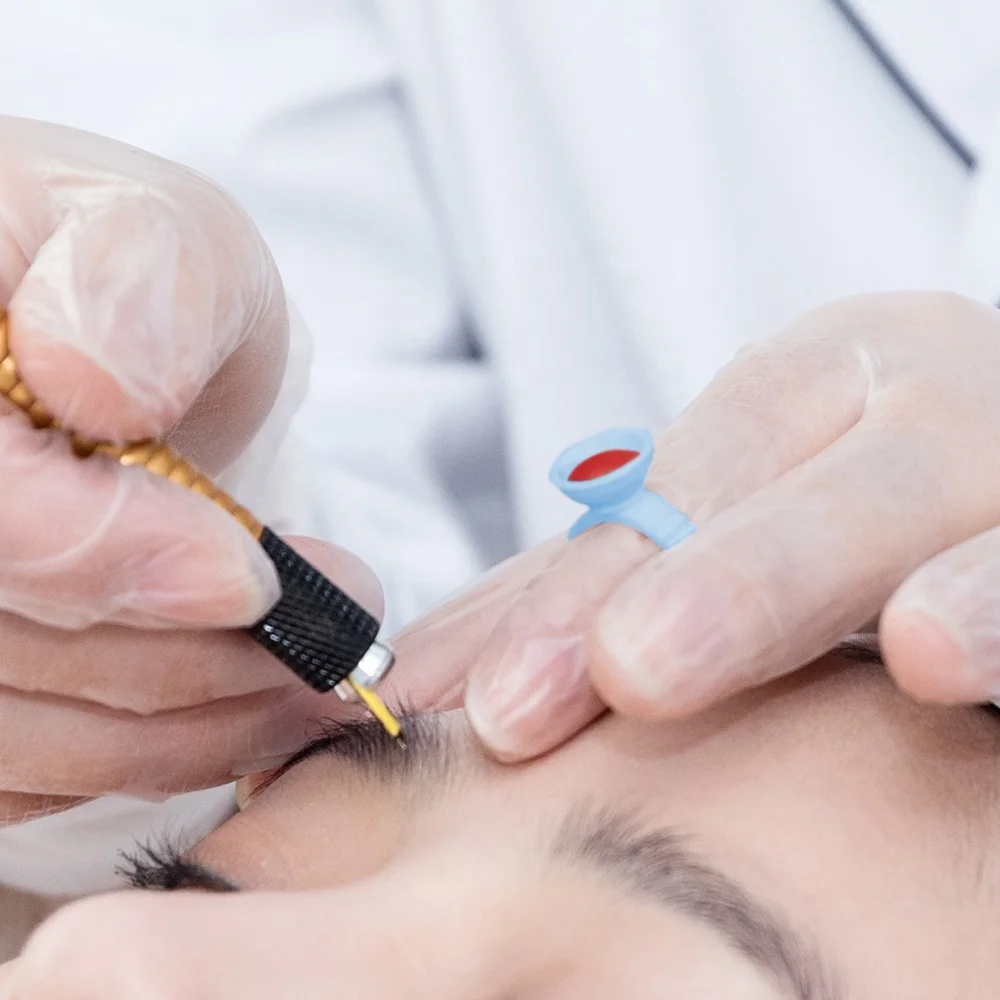 100pcs  One-time harmless Makeup Ring Eyelashes Extension Adhesive Glue Holder Plastic Pigment Ring Tattoo Ink Cup Accessories