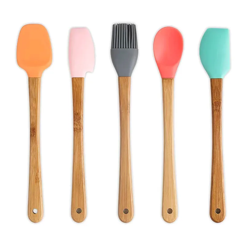 Kitchen Baking Tools Set 5pcs Mini Utensil Children Cooking Cake Brush Scraper Silicone Spatula For Kids
