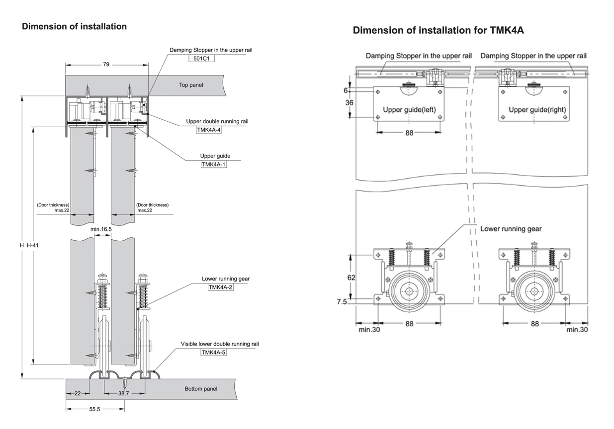 TMK4A sliding door system sliding door rollers sliding door hardware