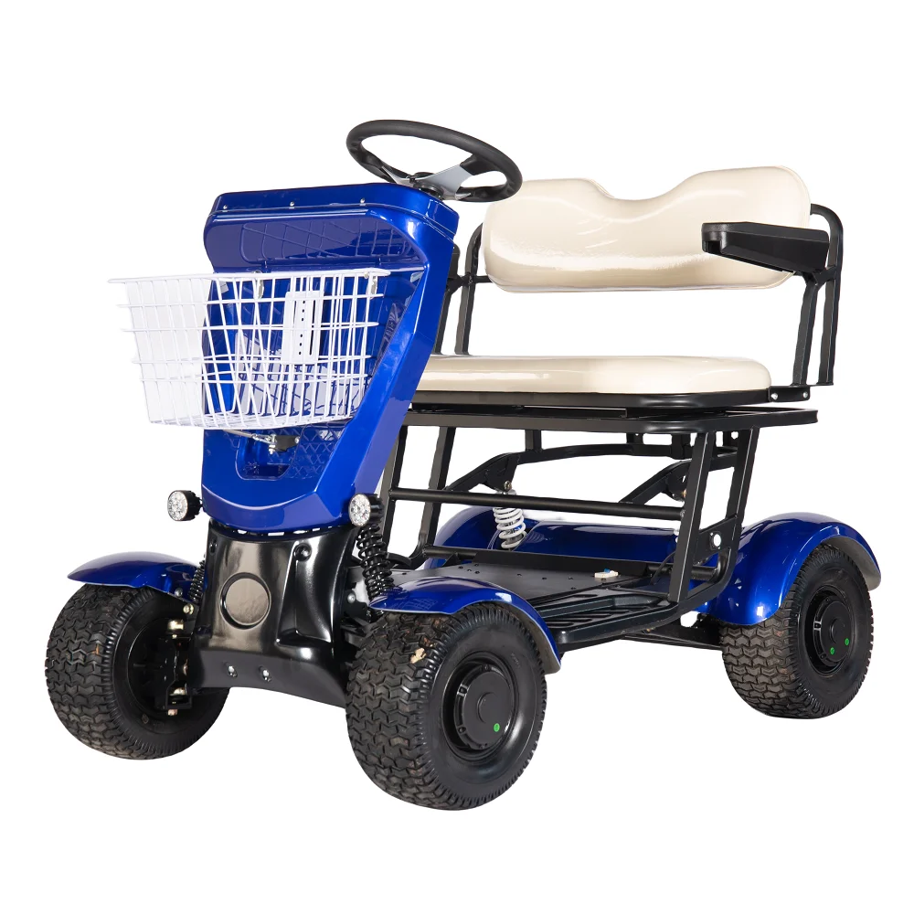 lithium battery  2 seat powerful adults four wheel fat tire electric golf scooter with golf bag holder