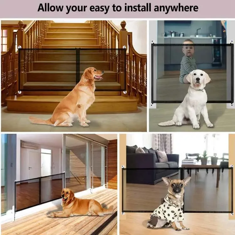 Multi-Functional Pet Safety Gate Easy Installation Foldable Mesh Fence Indoor and Outdoor Ventilated Barrier for Home Pet Manage