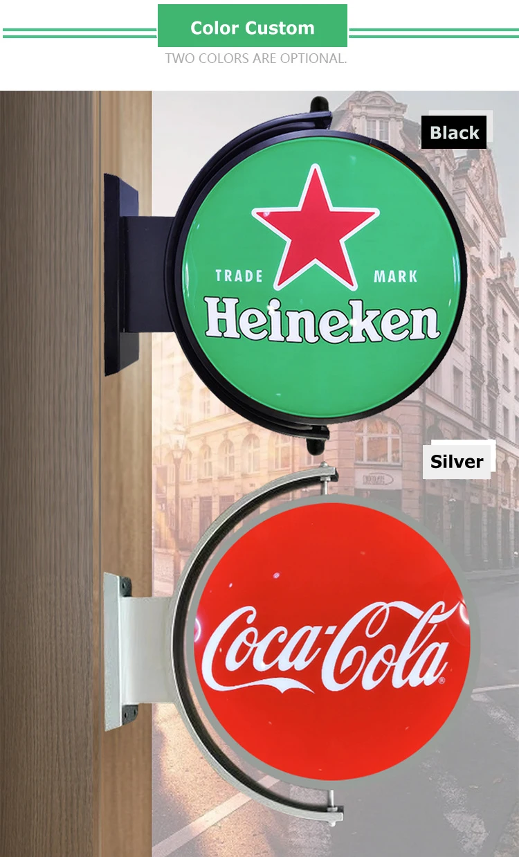 Outdoor waterproof 360 rotating sign business logo sign round blade lightbox double Sided lighting projecting LED light box sign